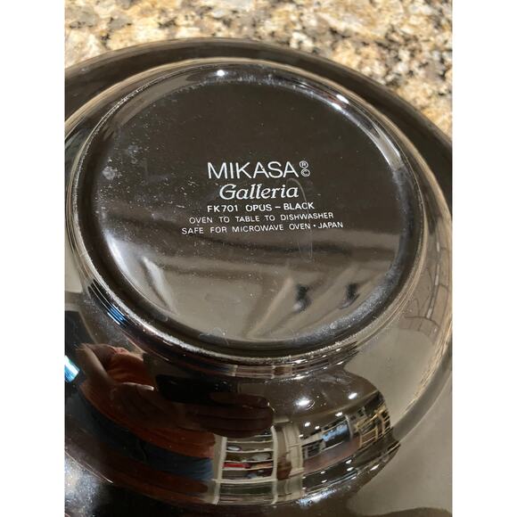 Mikasa Opus Black, Galleria, rimmed soup cereal bowls, 1985-2002 Set of 3 - Picture 6 of 10